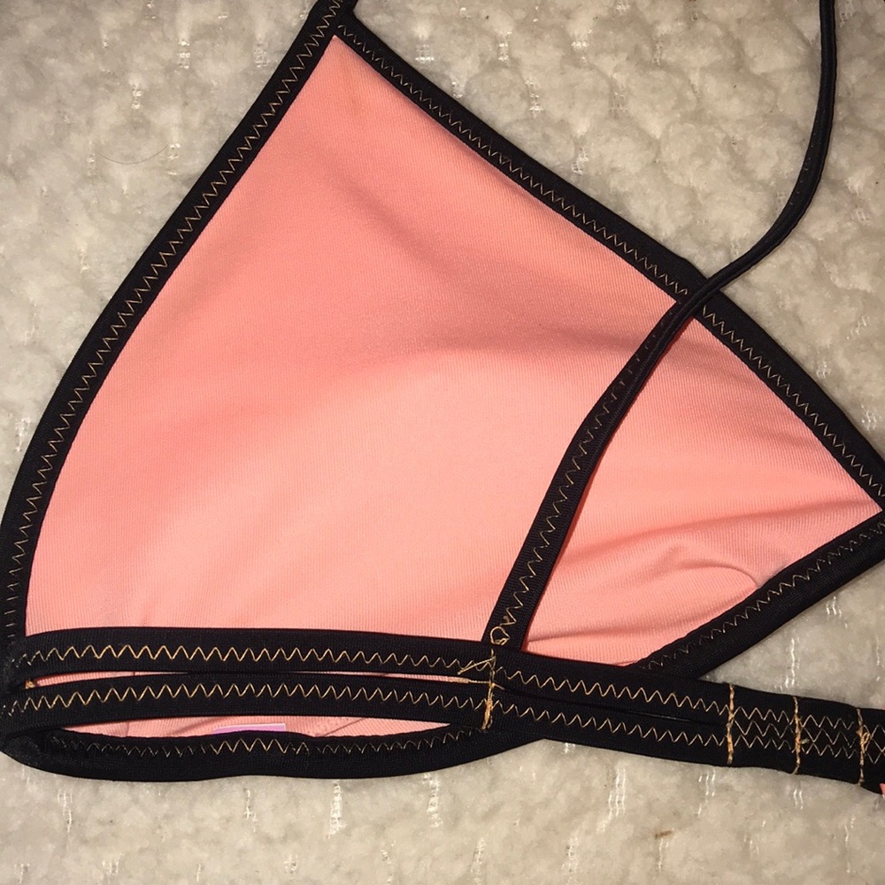 VS PINK swim top. Size Small. Tangerine with black - Picture 5 of 5